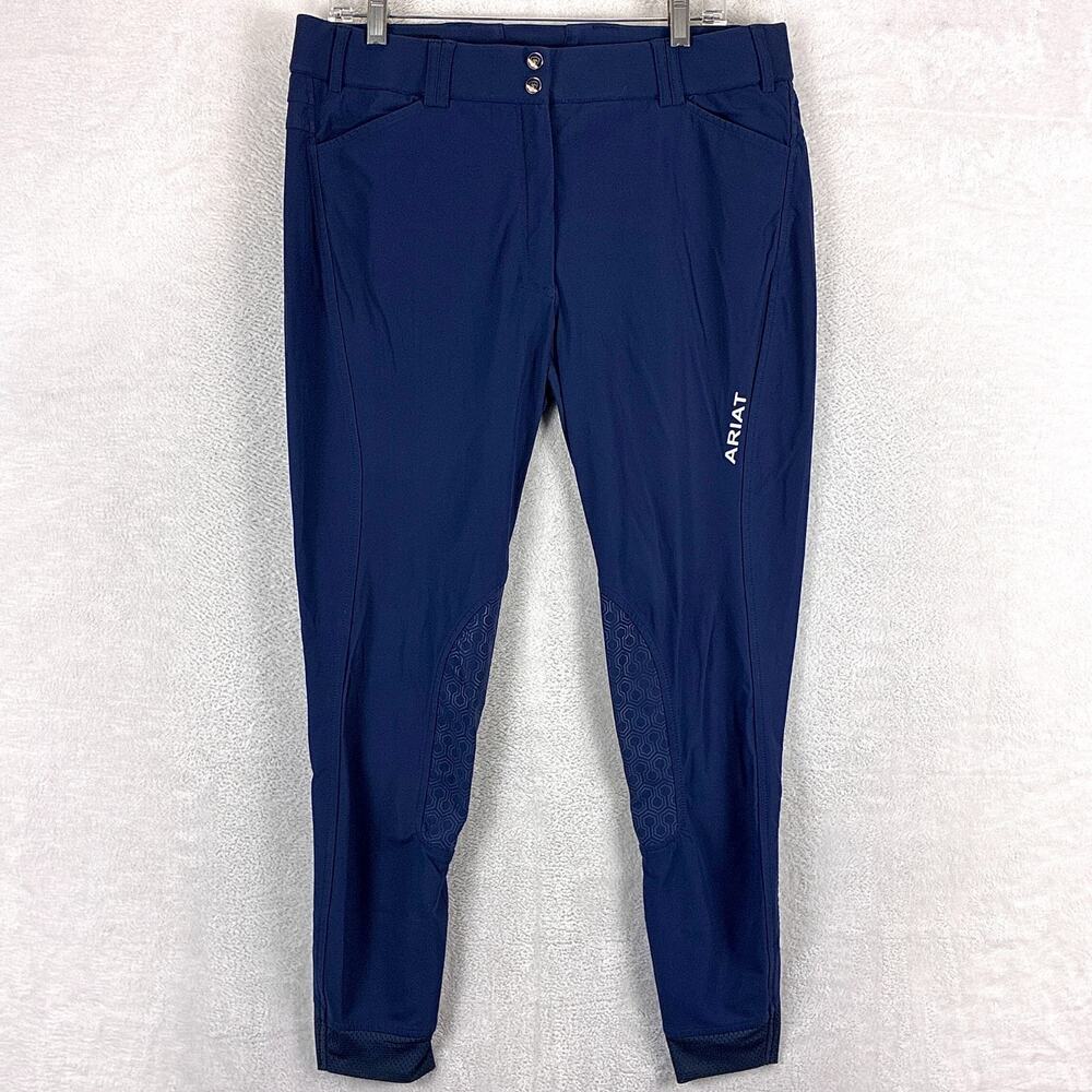 Ariat Pro Series Pants Womens 34L Blue Tri Factor Knee Horse Riding Breeches